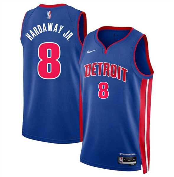 Men%27s Detroit Pistons #8 Tim Hardaway Jr Blue 2024 Icon Edition Stitched Jersey Dzhi->detroit pistons->NBA Jersey